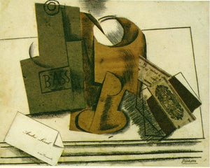 Bottle of bass, glass & package of tobacco (1914) by Pablo Picasso - 17" x 22" Fine Art Print