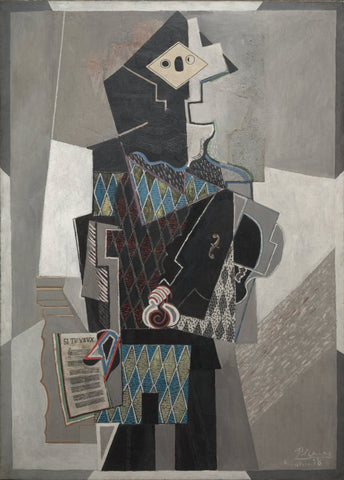 Harlequin with Violin (1918) by Pablo Picasso - 17" x 22" Fine Art Print