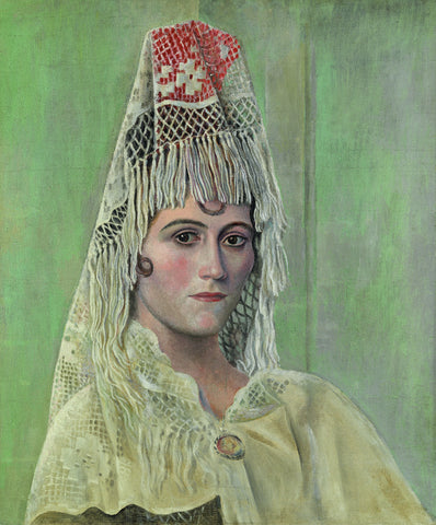 Olga Khokhlova in a Mantilla (1917) by Pablo Picasso - 17" x 22" Fine Art Print