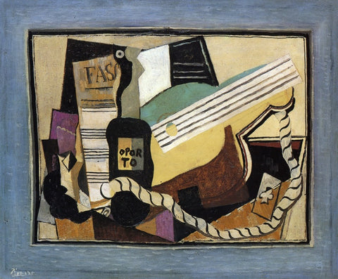 Partition, Bottle of Port, Guitar, Playing Cards (1917) by Pablo Picasso - 17" x 22" Fine Art Print