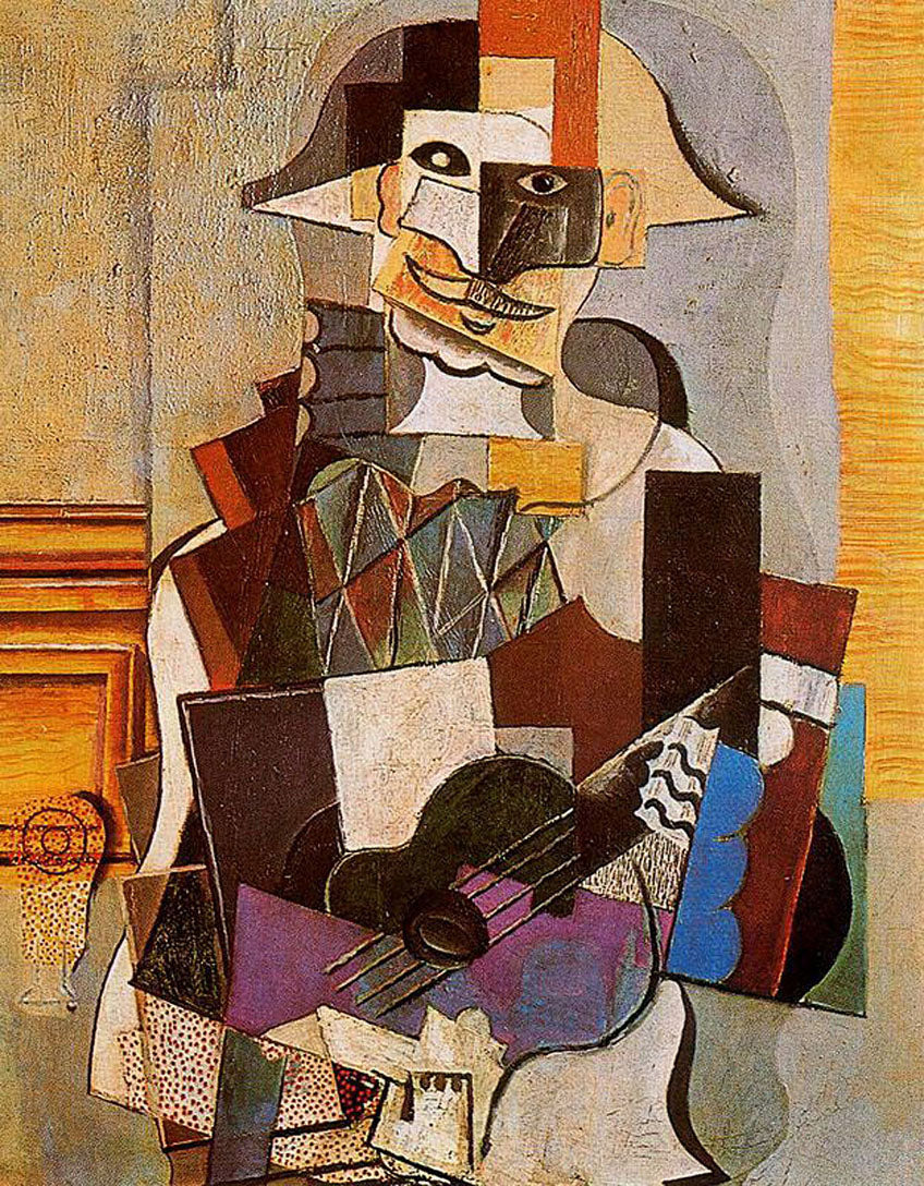 Harlequin Playing Guitar (1918) by Pablo Picasso- 17" x 22" Fine Art Print