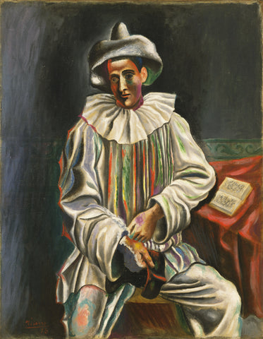 Pierrot with a Mask (1918) Signed Pablo Picasso - 17"x22" Fine Art Print