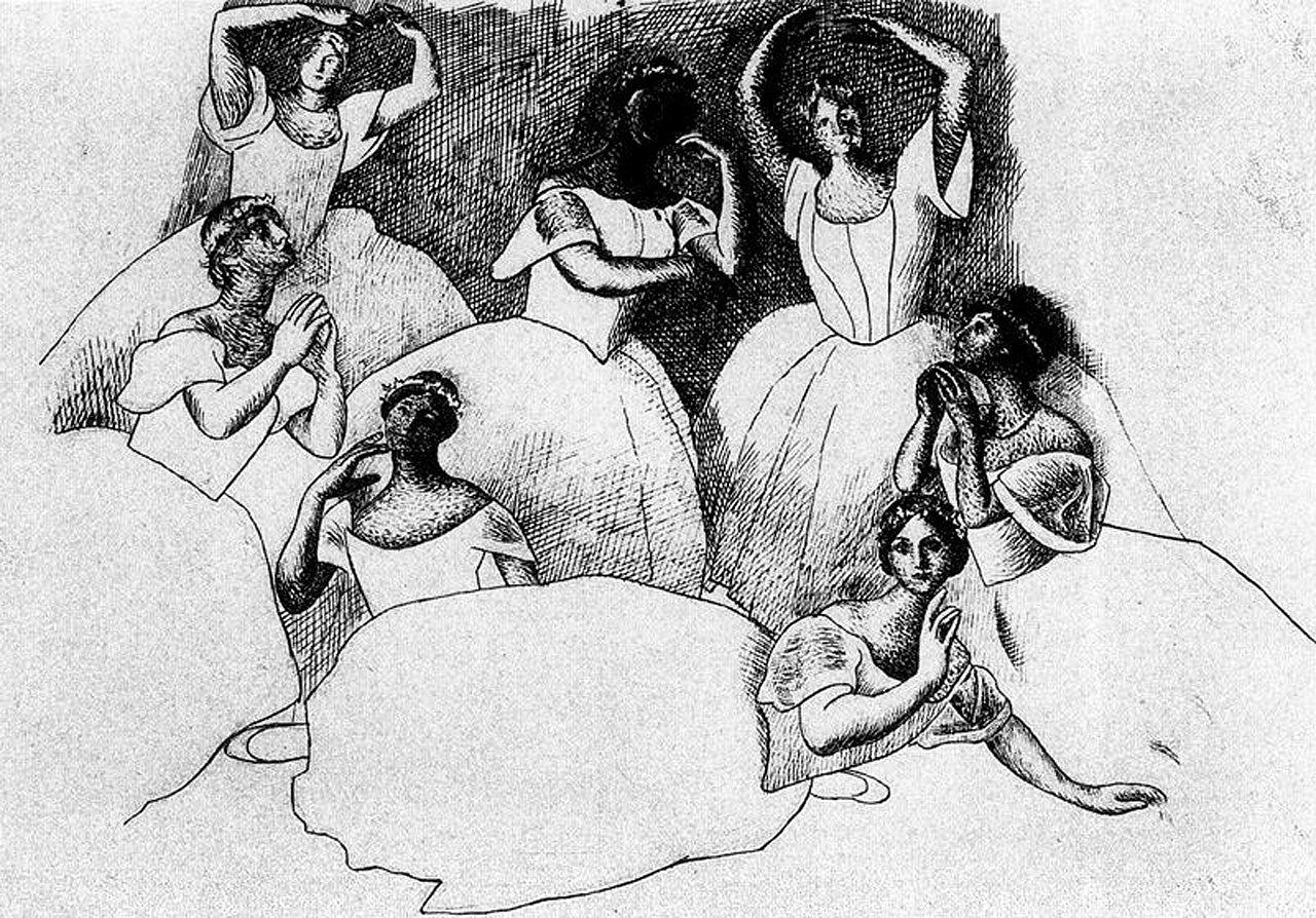 Seven Ballerinas (1919) by Pablo Picasso - 17" x 22" Fine Art Print