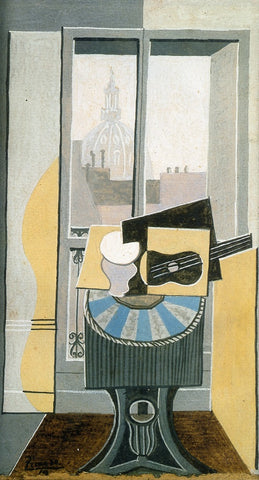 Still Life Infront of a Window Overlooking the Eglise St Augustin (1919) by Pablo Picasso - 17" x 22" Fine Art Print