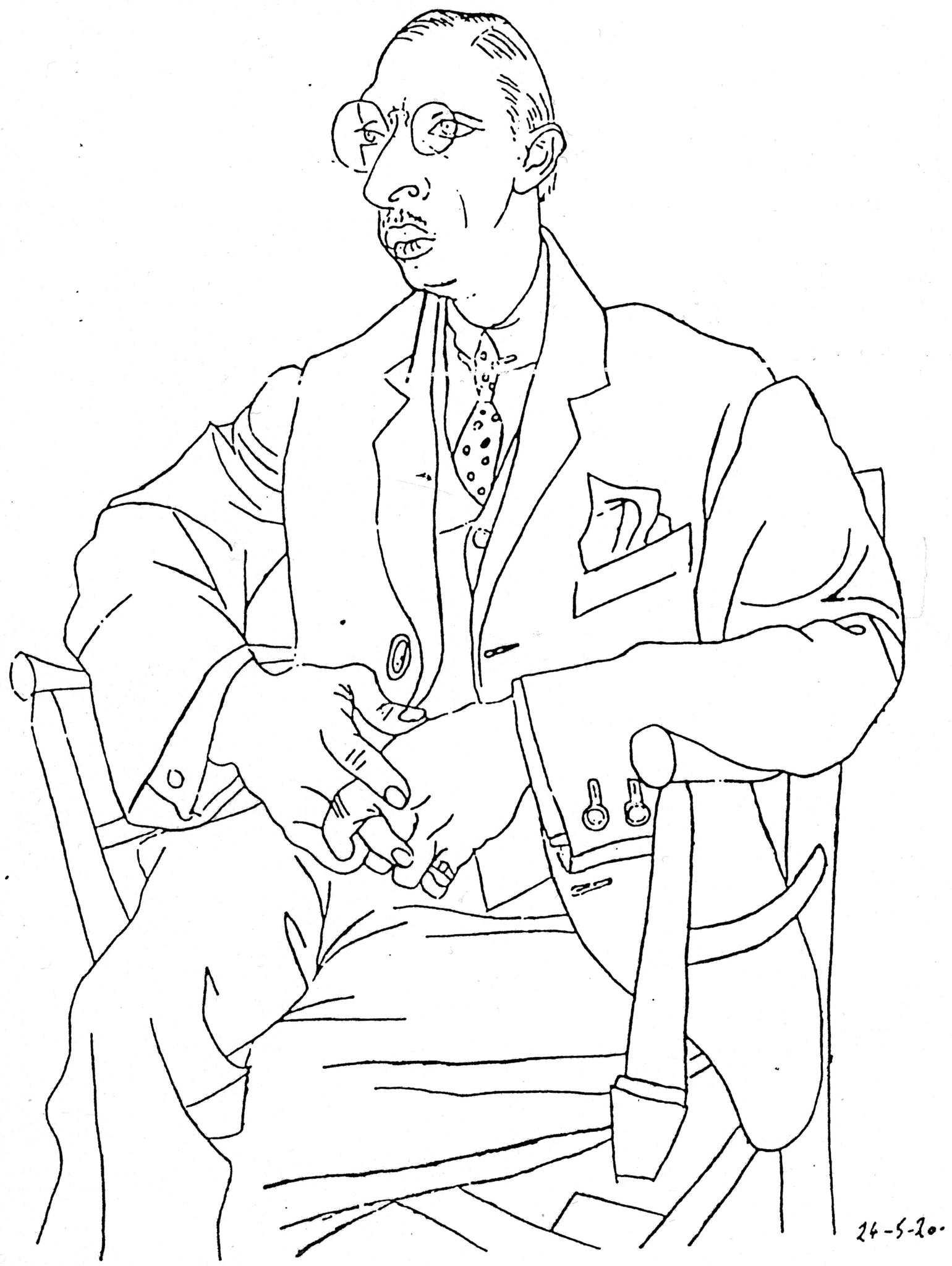 Portrait of Igor Stravinsky (1920) by Picasso - 17" x 22" Fine Art Print