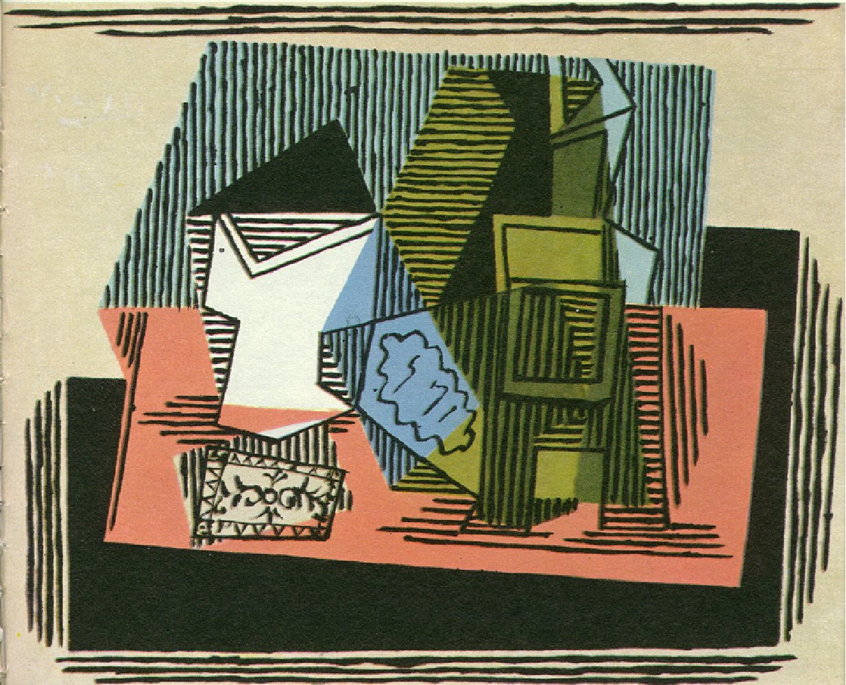 Glass, Bottle, Packet of Tobacco (1922) by Picasso - 17" x 22" Fine Art Print