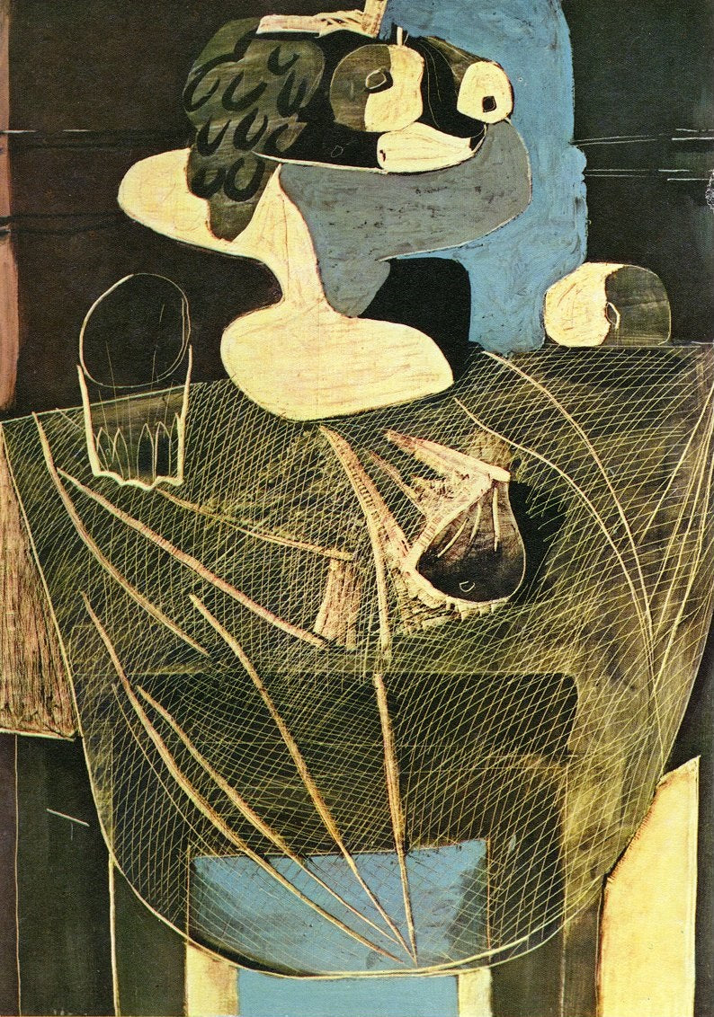 Still Life with Fishing Net (1925) by Pablo Picasso - 17" x 22" Fine Art Print