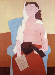 Woman with Mandolin Topless (1925) by Picasso - 17" x 22" Fine Art Print