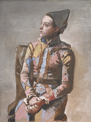 Seated Harlequin (1923) Signed Pablo Picasso - 17" x 22" Fine Art Print