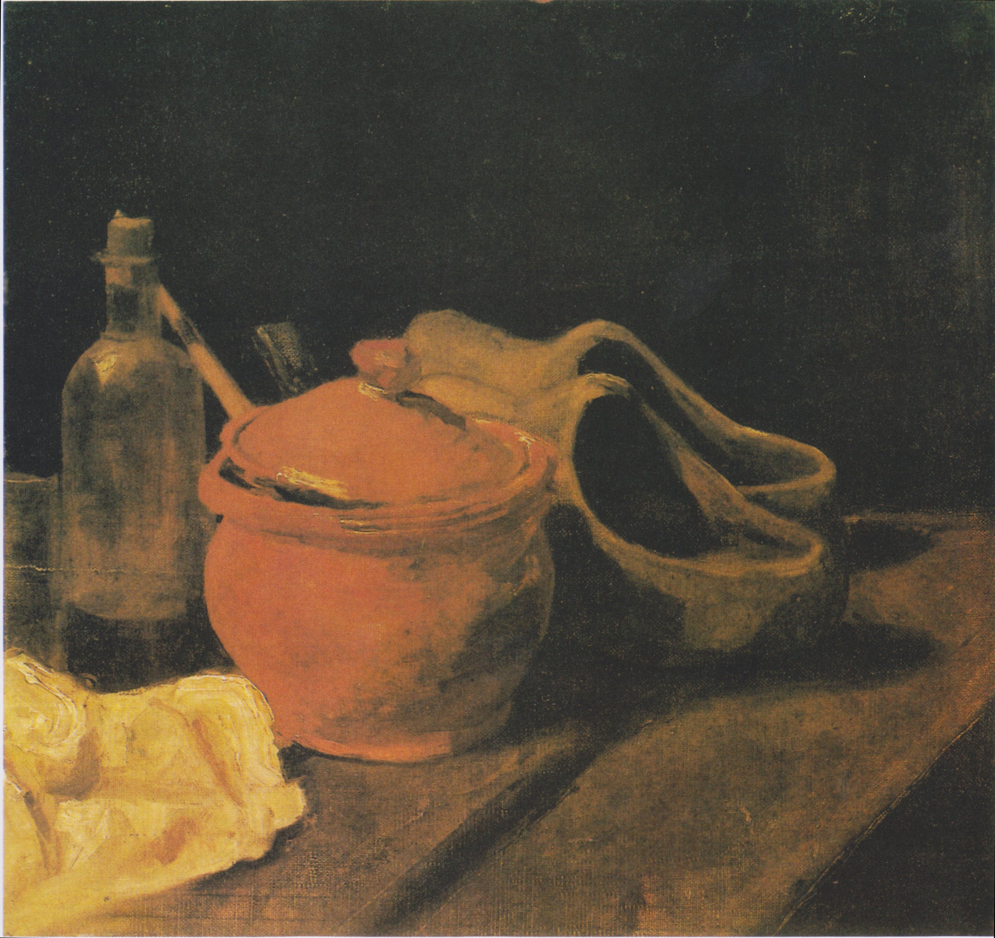 Still Life with Earthenware, Bottle & Clogs (1881) by Vincent Van Gogh - 17" x 22" Fine Art Print