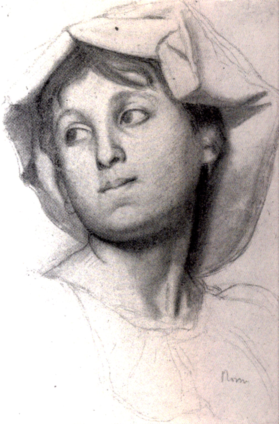 Head of a Young Roman Girl (1856) by Edgar Degas - 17" x 22" Fine Art Print