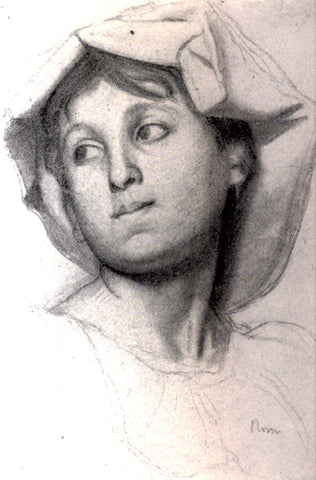 Head of a Young Roman Girl (1856) by Edgar Degas - 17" x 22" Fine Art Print