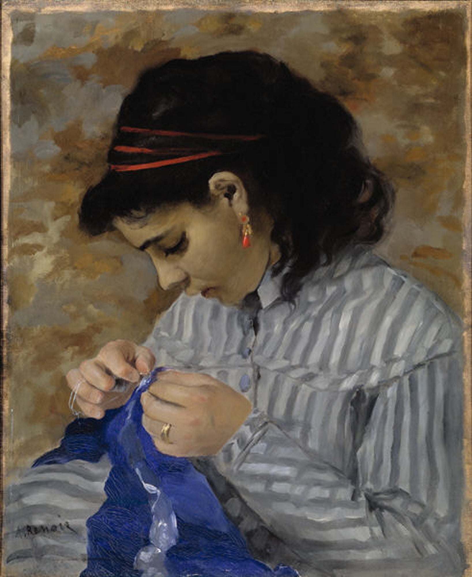 Lise Sewing (1866) Signed Pierre Auguste Renoir - 17" x 22" Fine Art Print