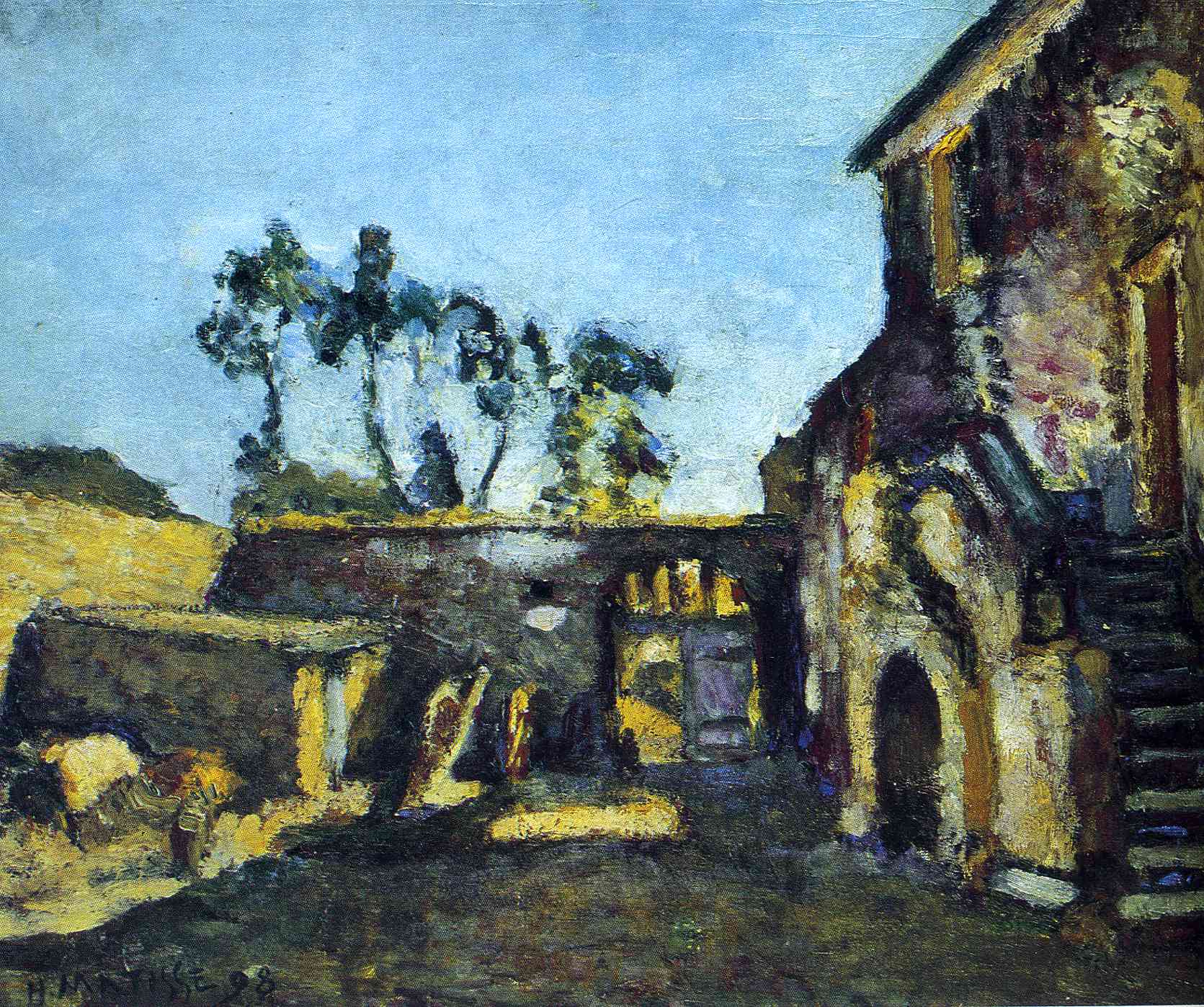 The Courtyard of the Mill (1898) Signed H. Matisse - 17" x 22" Fine Art Print