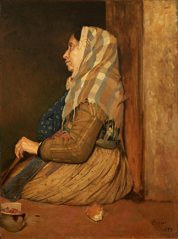 A Roman Beggar Woman (1857) Signed Edgar Degas - 17" x 22" Fine Art Print