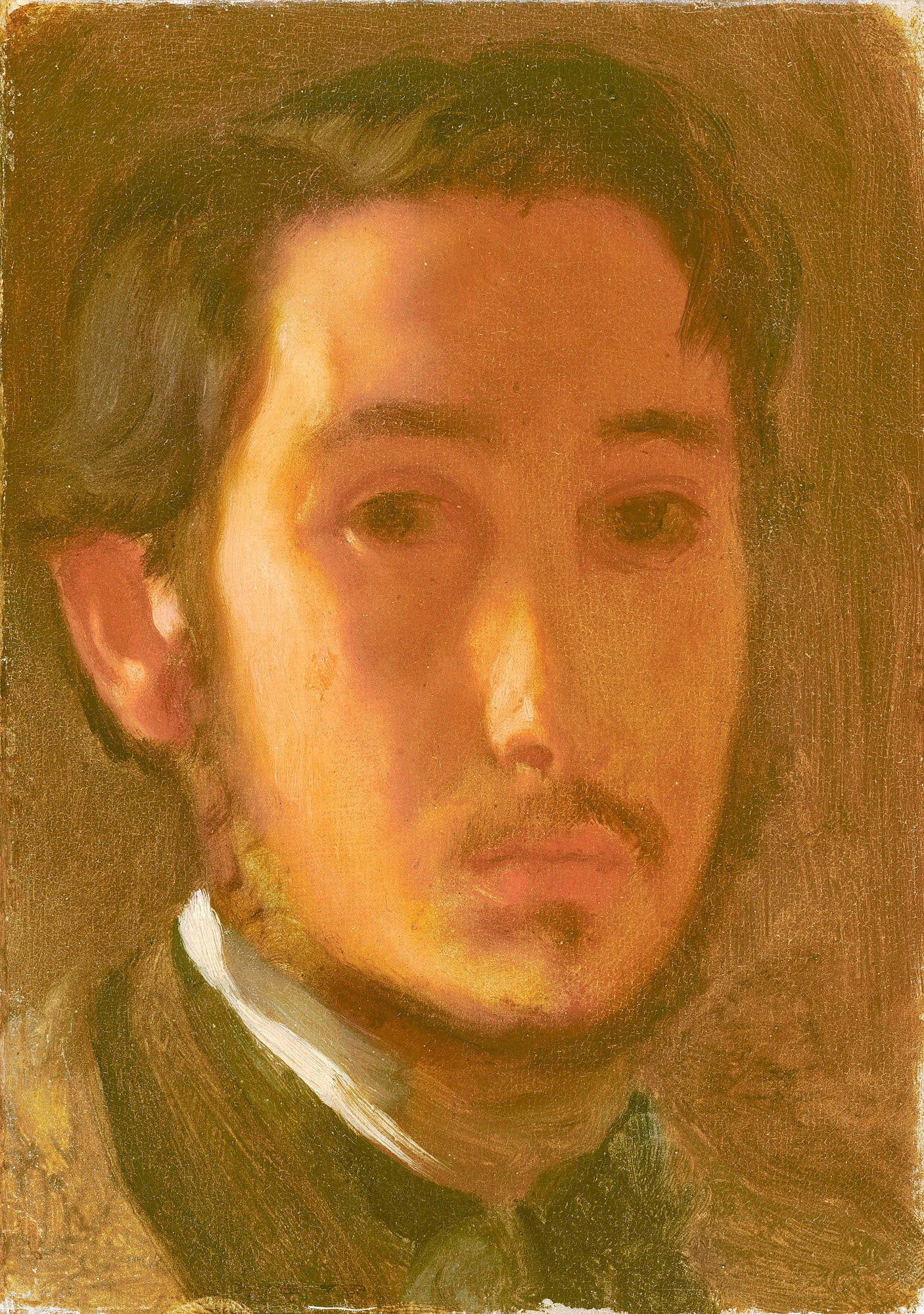 Self-Portrait with White Collar (1857) by Edgar Degas - 17" x 22" Fine Art Print