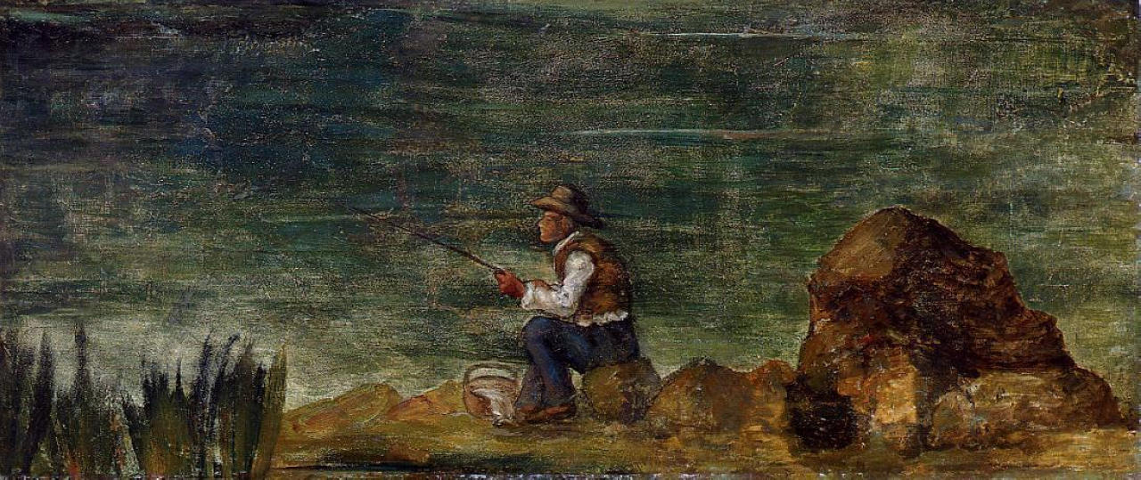 Fisherman on the Rocks (1864) by Paul Cezanne - 17" x 22" Fine Art Print