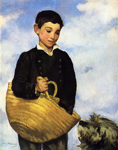 A boy with a Dog (1861) Signed Edouard Manet - 17" x 22" Fine Art Print