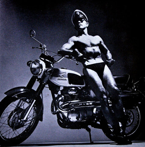 Tamotsu Yato Vintage 1960s Photo Japanese Male Physique Motorcycle - 17" x 22" Fine Art Print