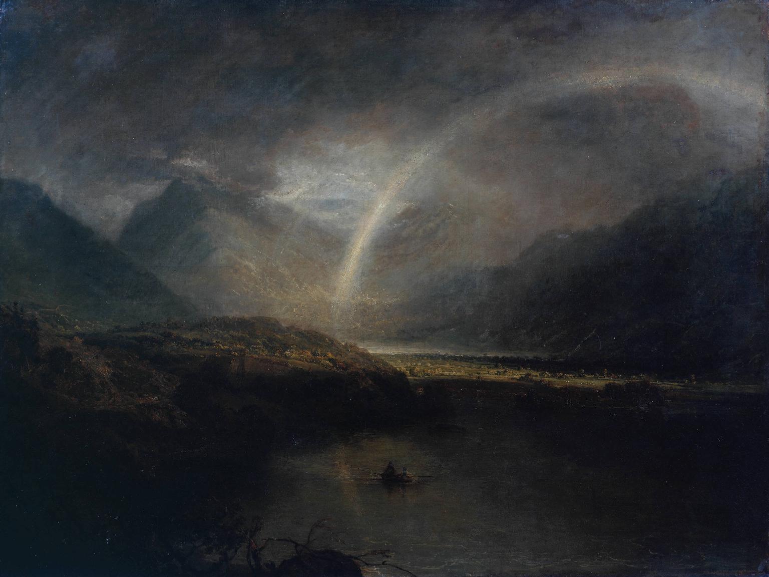 Buttermere Lake, Part of Cromackwater, Cumberland, Night Shower (1798) by Joseph Mallord William Turner - 17" x 22" Fine Art Print