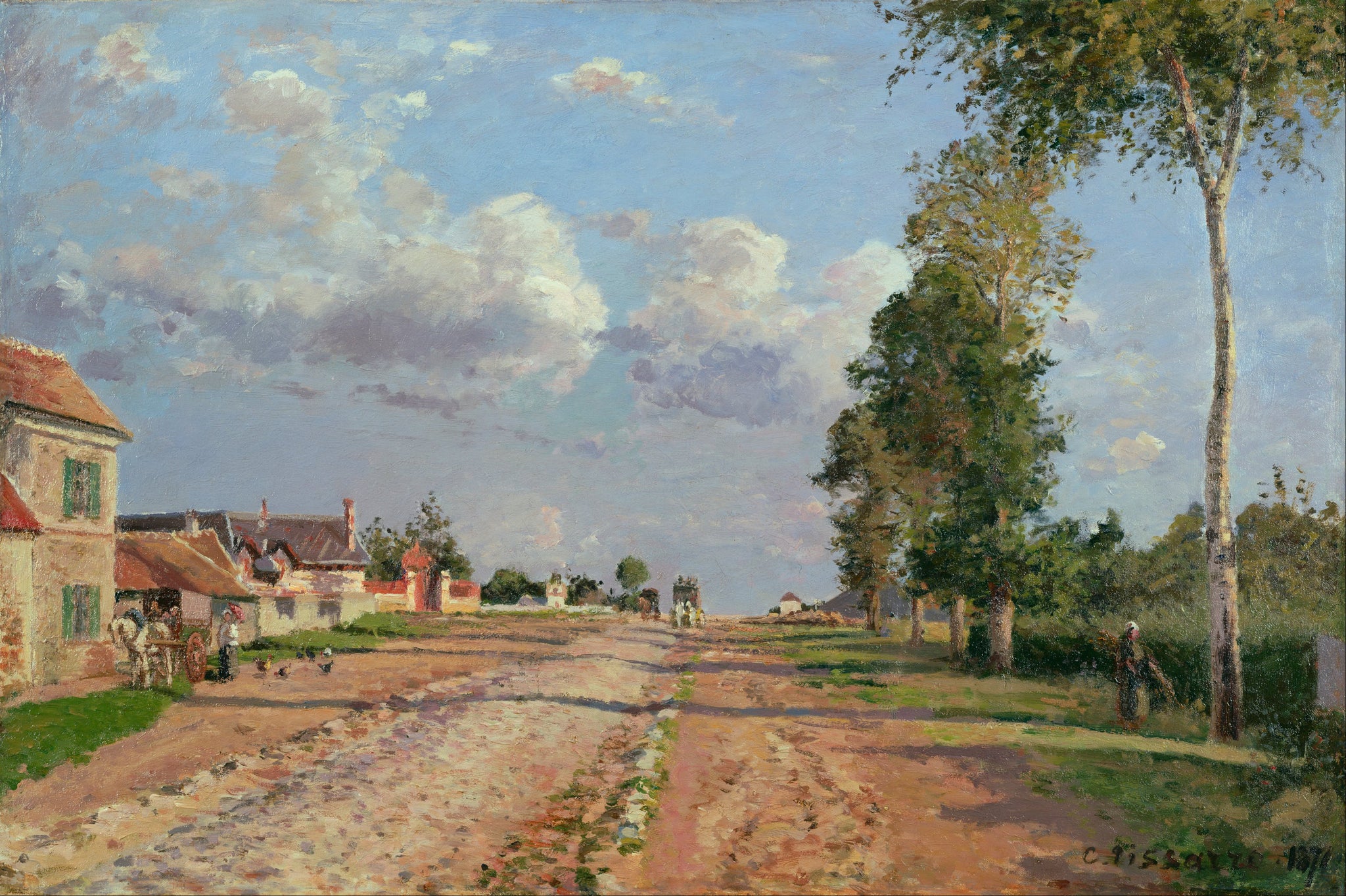 Road to Racquencourt (1871) Signed Camille Pissarro - 17" x 22" Fine Art Print