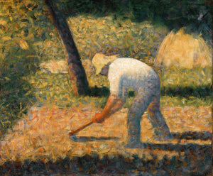Peasant with Hoe (1882) by Georges Seurat - 17" x 22" Fine Art Print