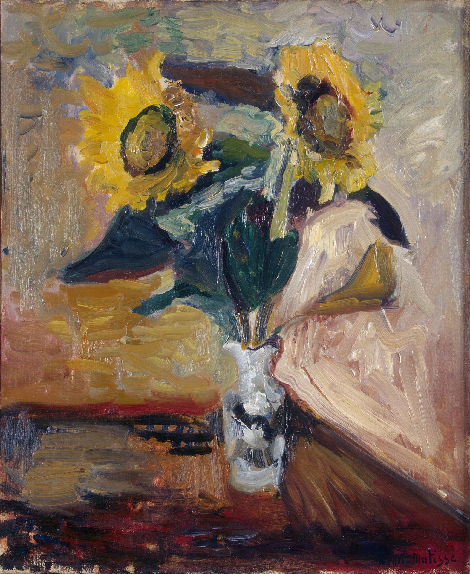 Vase of Sunflowers (1898) Signed Henri Matisse - 17" x 22" Fine Art Print