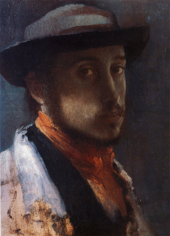 Self Portrait in a Soft Hat (1858) by Edgar Degas - 17" x 22" Fine Art Print