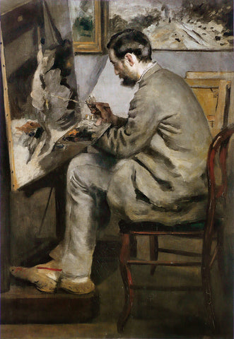 Frederic Bazille Painting the Heron (1867) by Pierre Auguste Renoir - 17" x 22" Fine Art Print