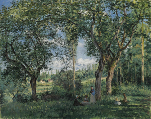 Landscape Strollers Relaxing Under Trees (1872) Signed Camille Pissarro - 17" x 22" Fine Art Print