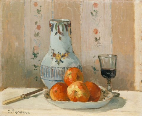 Still-Life Apples & Pitcher (1872) Signed Camille Pissaro - 17" x 22" Fine Art Print