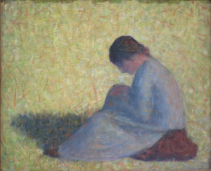 Peasant Woman Seated in the Grass (1883) by Georges Seurat - 17" x 22" Fine Art Print