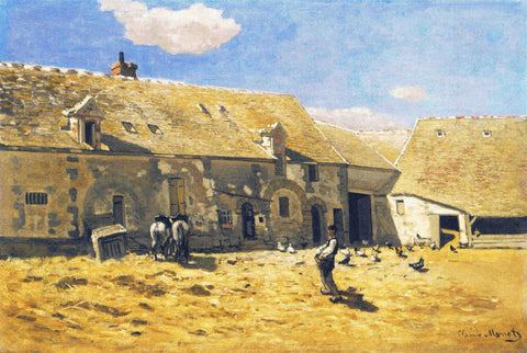 Farmyard at Chailly (1865) Signed Claude Monet - 17" x 22" Fine Art Print