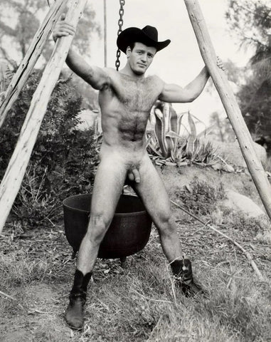 Bruce of LA Vintage Gay Cowboy Nude Rugged Hairy - 17"x22" Fine Art Print - 01367