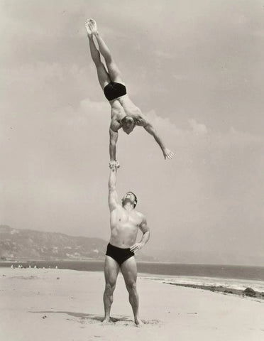 Bruce Bellas Vintage Two Men Beach Acrobatics 1950s - 17" x 22" Fine Art Print -1436