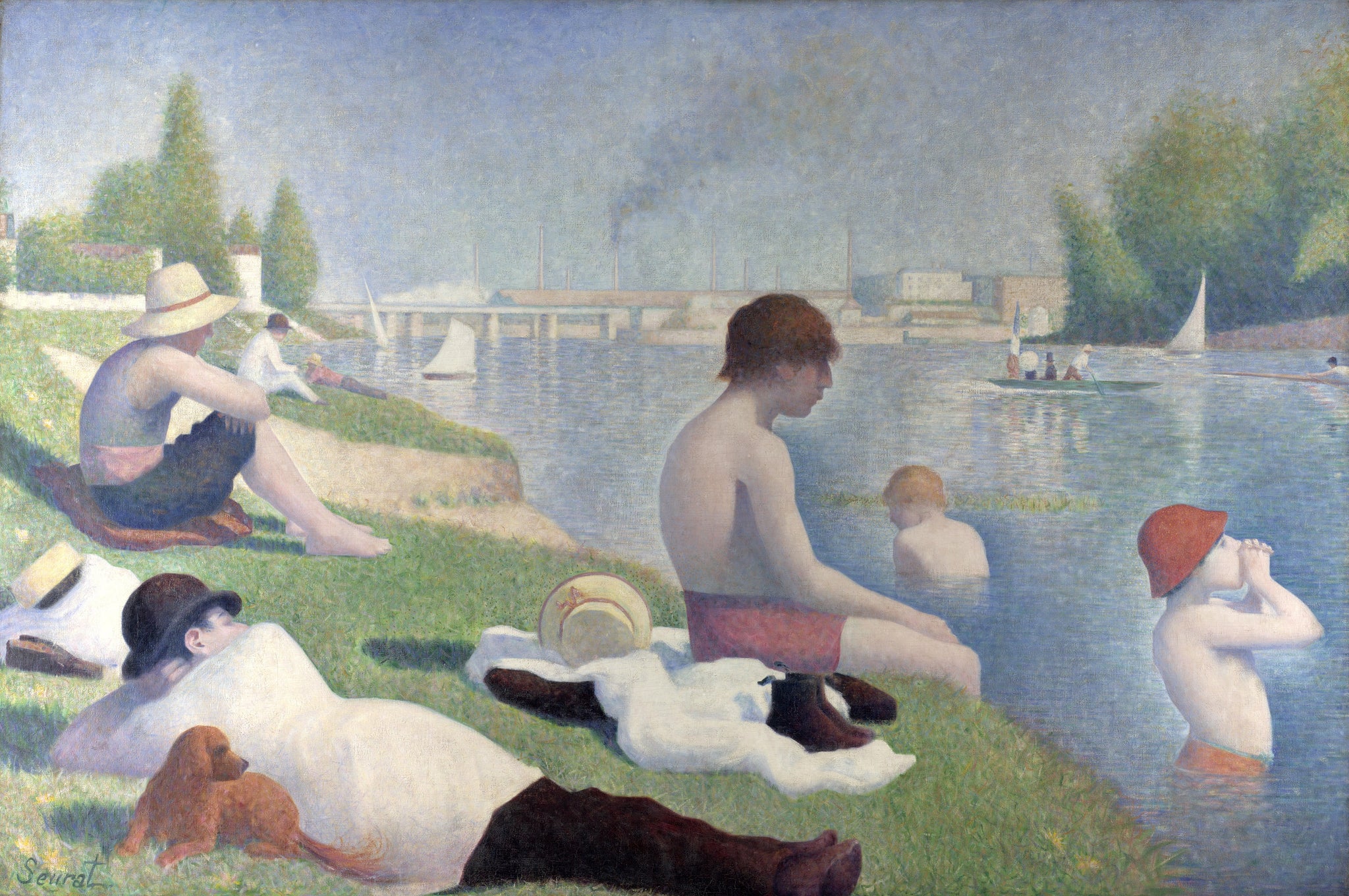 Bathers at Asnieres (1884) Signed Georges Seurat - 17" x 22" Fine Art Print