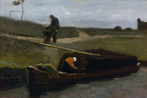 Peat Boat with Two Figures (1883) Vincent van Gogh - 17" x 22" Fine Art Print