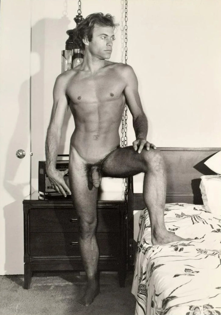 Bruce of LA Vintage Homoerotic Nude Male Leg up on Bed - 17" x 22" Fine Art Print -1518