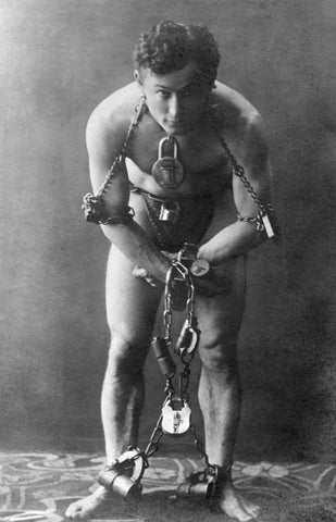 Harry Houdini Bound in Chains and Locks Erik Weisz - 17" x 22" Fine Art Print