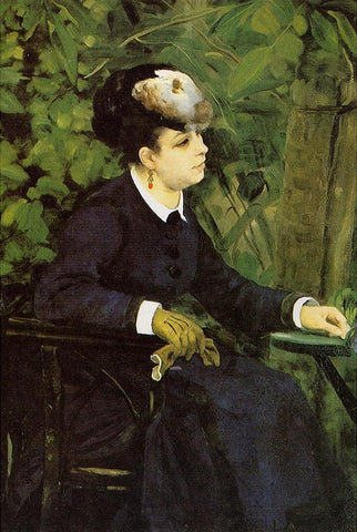 Woman in a Garden. Woman with a Seagull (1868) by Pierre Auguste Renoir - 17" x 22" Art Print