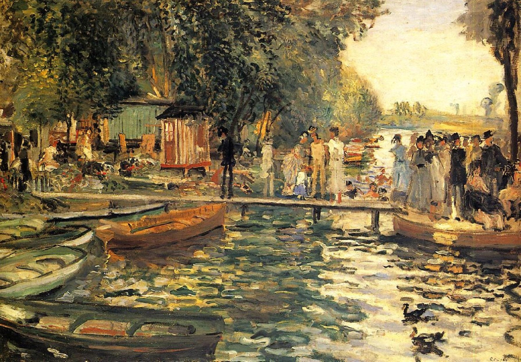 La Grenouillere (1869) Signed Pierre-Auguste Renoir - 17" x 22" Fine Art Print