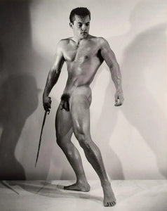 Bruce Bellas Vintage Gay Interest Nude Male with Sword - 17" x 22" Fine Art Print -1548