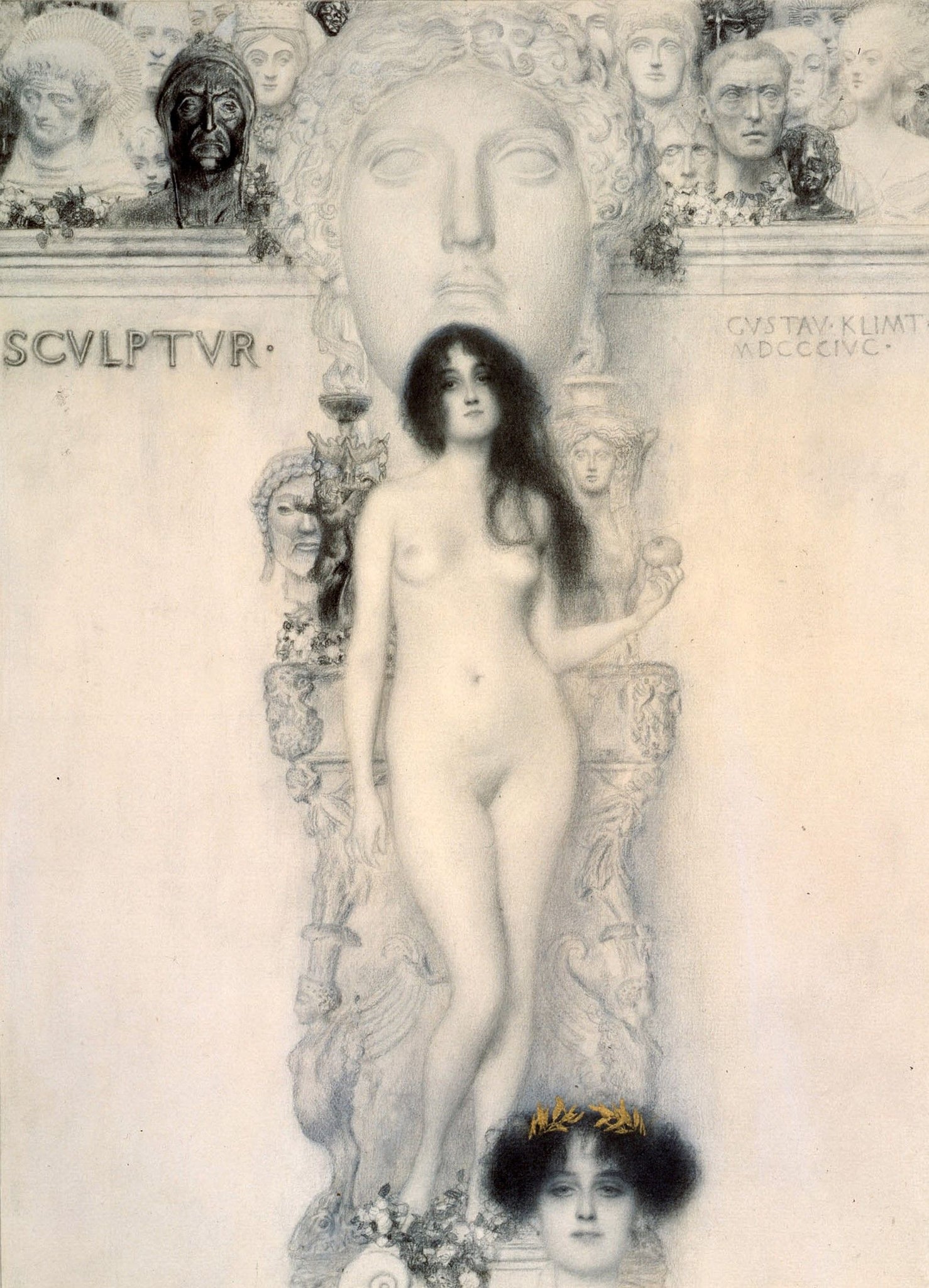 Sculpture (1896) Scvlptvr Signed Gustav Klimt GVSTAV - 17" x 22" Fine Art Print