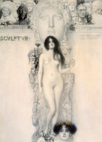 Sculpture (1896) Scvlptvr Signed Gustav Klimt GVSTAV - 17" x 22" Fine Art Print