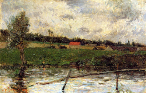 Riverside. Breton Landscape (1879) Signed Paul Gauguin -17" x 22" Fine Art Print