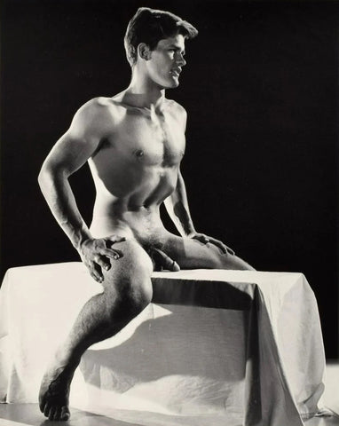 Bruce of Los Angeles Vintage Nude Male Sitting Gay Interest - 17" x 22" Art Print - 1585