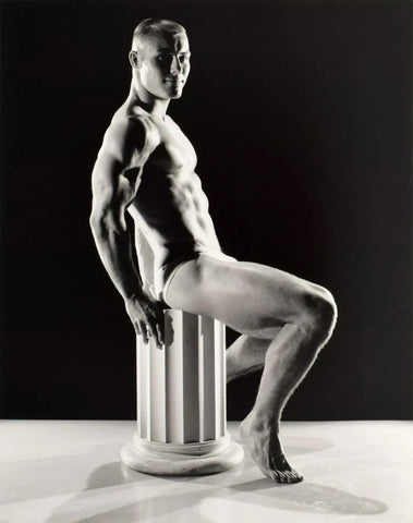 Bruce Bellas Vintage Bodybuilder Seated Muscular Arms - 17" x 22" Fine Art Print - 1587