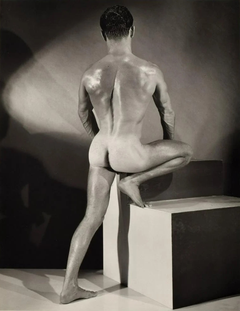 Bruce of LA Nude Male Butt Gay Interest Facing Away Leg Up - 17" x 22" Art Print - 1589