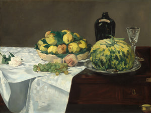 Still Life w/ Melon & Peaches (1866) Signed Edouard Manet - 17"x22" Fine Art Print