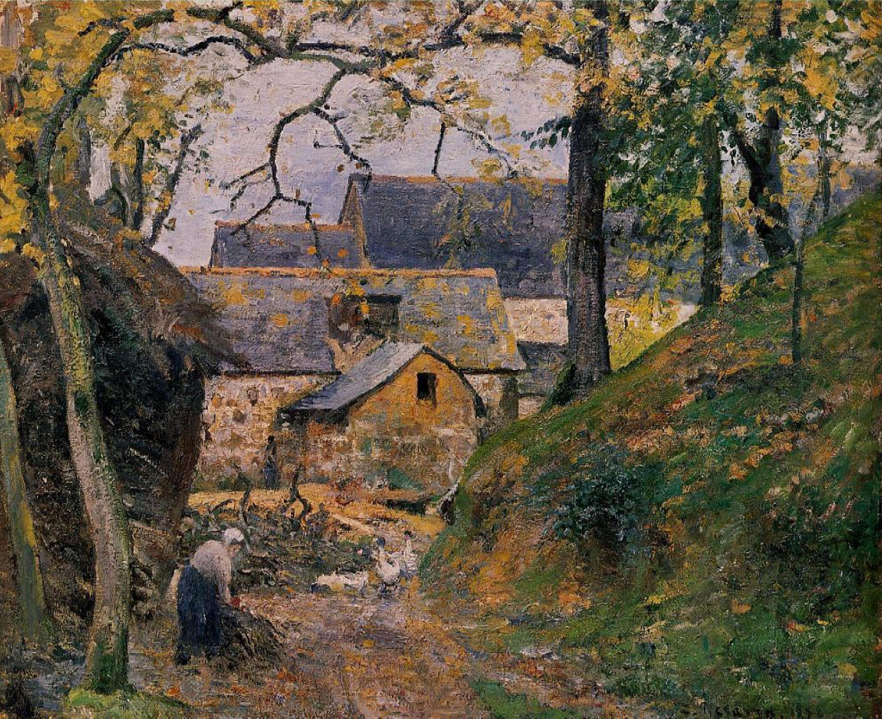 Farm at Montfoucault (1874) Signed Camille Pissarro - 17" x 22" Fine Art Print